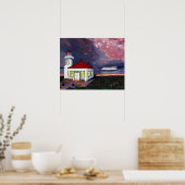 Vuurtoren met veerboot poster (Keuken)