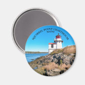 Vuurtoren met vierkant punt, Maine Round Magnet (Voorkant / Achterkant)