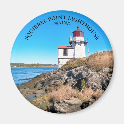 Vuurtoren met vierkant punt, Maine Round Magnet (Voorkant)