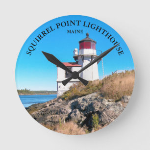 Vuurtoren met vierkant punt, maine-wandklok ronde klok