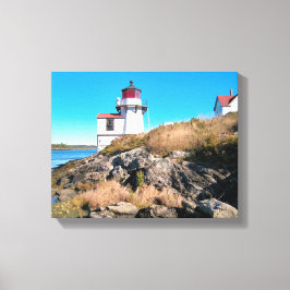 Vuurtoren met vierkante openingen, Maine Canvas af Afdruk