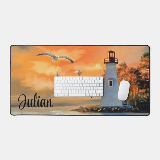 Vuurtoren met Vogels Bureaumat (Keyboard & Muis)