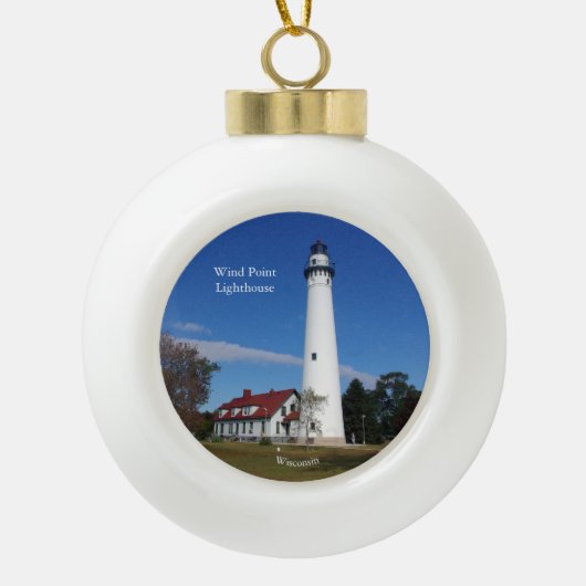 vuurtoren met windpunt keramische bal ornament (Voorkant)