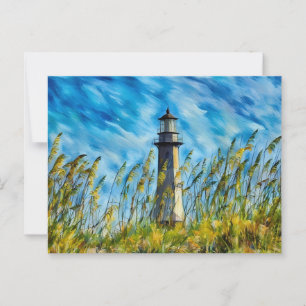 Vuurtoren met Zee Haver en Dramatic Sky Briefkaart