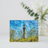 Vuurtoren met Zee Haver en Dramatic Sky Briefkaart (Staand voorkant)