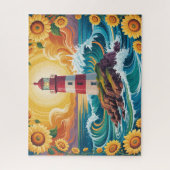 Vuurtoren Met Zonnebloemen Legpuzzel (Verticaal)