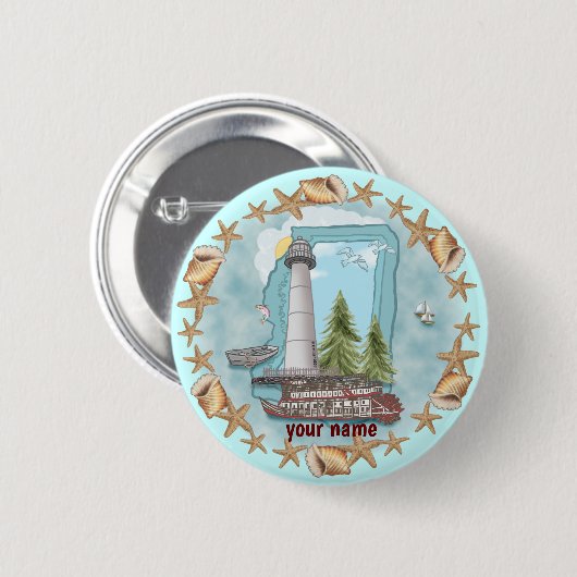 vuurtoren Mississippi Shells Ronde Button 5,7 Cm (Voorkant /achterkant)