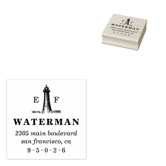  Vuurtoren Monogram Retouradres Rubberstempel (Gestempeld)