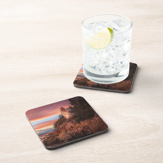 vuurtoren | Nationaal park Acadia Maine Bier Onderzetter (Rechterzijde)