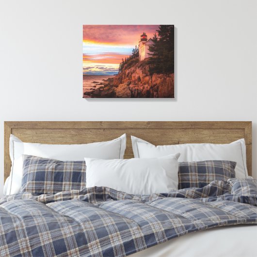 vuurtoren | Nationaal park Acadia Maine Canvas Afdruk (Insitu (Slaapkamer))