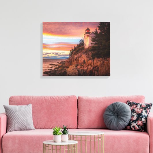 vuurtoren | Nationaal park Acadia Maine Canvas Afdruk (Insitu (Woonkamer))