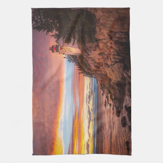 vuurtoren | Nationaal park Acadia Maine Theedoek (Verticaal)