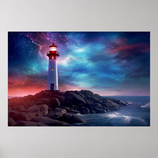 Vuurtoren Natuur World Fantastic Landscape Afbeeld Poster (Voorkant)