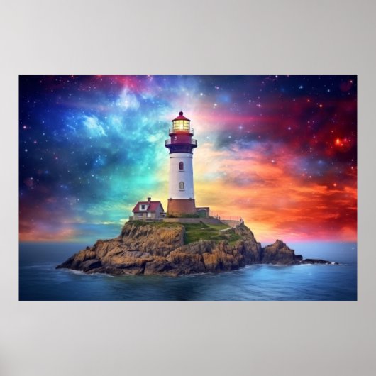 Vuurtoren Natuur World Fantastic Landscape Afbeeld Poster (Voorkant)