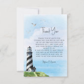 Vuurtoren Nautical Aquarel Bruiloft Bedankkaart (Voorkant)
