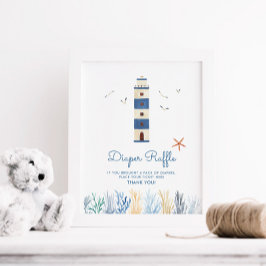 Vuurtoren Nautical Baby shower Diaper Raffle Sign Poster