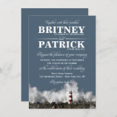 Vuurtoren Nautical Thleding Invitations Kaart (Voorkant / Achterkant)