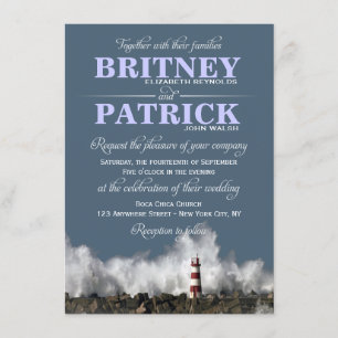 Vuurtoren Nautical Thleding Invitations Kaart