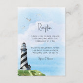 Vuurtoren Nautical Waterverf Wedding Reception Informatiekaartje (Voorkant)