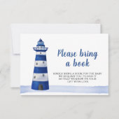 vuurtoren | Nautisch Baby shower Neem een boek mee Kaart (Voorkant)