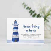 vuurtoren | Nautisch Baby shower Neem een boek mee Kaart (Staand voorkant)