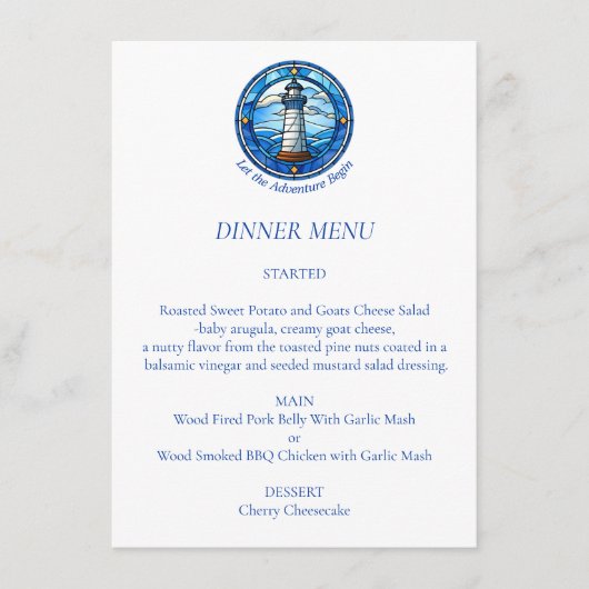 Vuurtoren Nautisch Huwelijksavontuur Begin Menu (Voorkant)