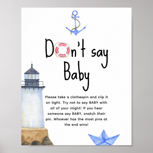 Vuurtoren nautisch - Niet zeggen baby Poster (Voorkant)