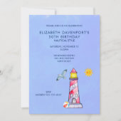 Vuurtoren Nautisch Thema 50e Verjaardag Uitnodigen Kaart (Voorkant)