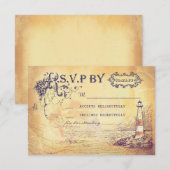  vuurtoren nautische bruiloft RSVP kaarten Kaartje (Voorkant / Achterkant)