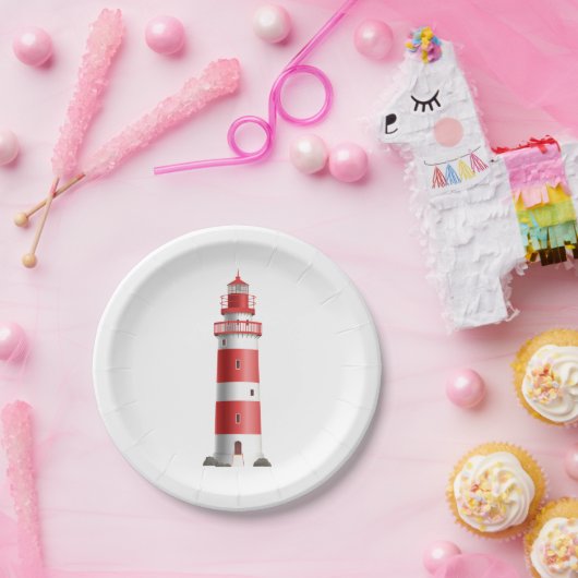 Vuurtoren Nautische bruiloft Strand Zomer Oceaan Papieren Bordje (Feest)