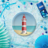 Vuurtoren Nautische bruiloft Strand Zomer Oceaan Papieren Bordje (Feest)