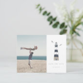 Vuurtoren nautische foto opslaan van de datum briefkaart (Staand voorkant)