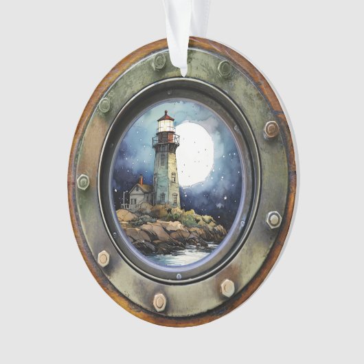 Vuurtoren Nautische Porthole Ornament (voorkant)