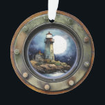 Vuurtoren Nautische Porthole Ornament<br><div class="desc">Ik heb verschillende in dit thema als knoppen en ornamenten binnenkort met meer altijd op de weg. Dit is een kopie van één van mijn keramische knoppen. Onze kleine keramische knoppen zijn geweldig! Je kunt meer zien op mijn sharonrhea-COLLECTIES en een verscheidenheid aan ornamenten hier en op mijn ornamenten_on; mijn...</div>