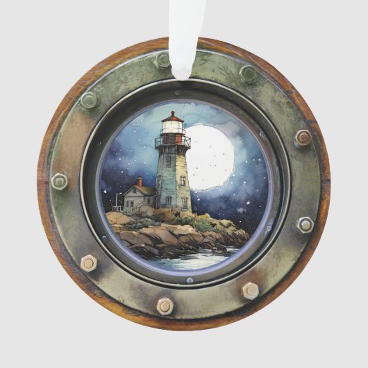 Vuurtoren Nautische Porthole Ornament (voorkant)