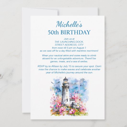 Vuurtoren Nautische Thema Boot 100e Verjaardag Kaart (Voorkant)