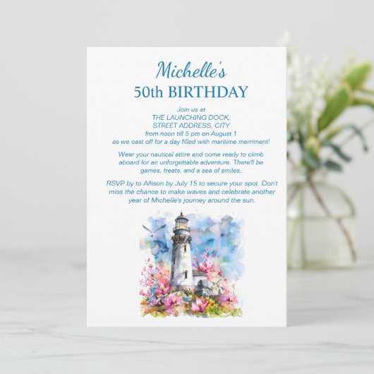 Vuurtoren Nautische Thema Boot 100e Verjaardag Kaart (Staand voorkant)