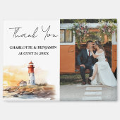 Vuurtoren Nautische Thema bruiloft Dank u Magneet (Voorkant)