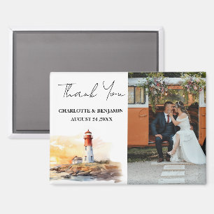 Vuurtoren Nautische Thema bruiloft Dank u Magneet