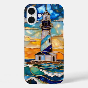 Vuurtoren Oceaan Phonehoes Kust Zonsondergang iPhone 16 Plus Hoesje