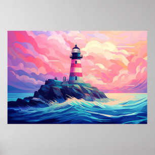 Vuurtoren Oceaankust Landschap Natuur Poster