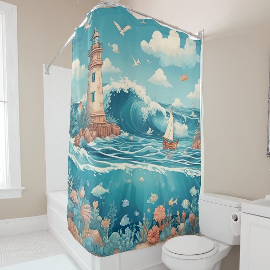 Vuurtoren & Ocean Dreamscape Douchegordijn