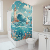 Vuurtoren & Ocean Dreamscape Douchegordijn (In situ)
