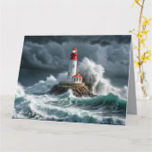 Vuurtoren Ocean Storm Majestic Krachtige Golf Kaart (Gele Bloem)