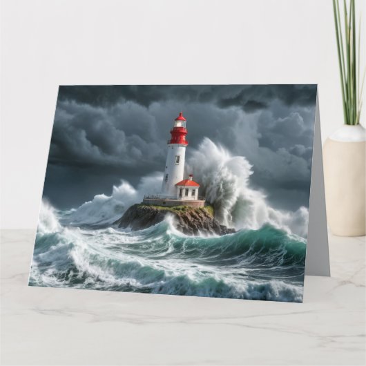 Vuurtoren Ocean Storm Majestic Krachtige Golf Kaart (Voorkant)