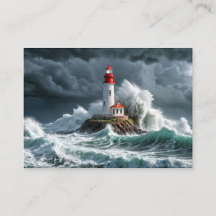 Vuurtoren Ocean Storm Majestic Krachtige Golf Visitekaartje