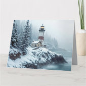 Vuurtoren Ocean Zee Natuur Marine Coastline Snow Kaart (Voorkant)