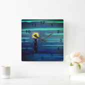 Vuurtoren onder de maan vierkante klok (Huis)