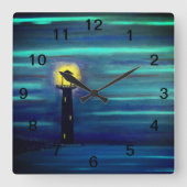 Vuurtoren onder de maan vierkante klok (Voorkant)