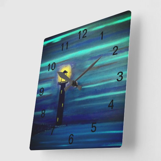 Vuurtoren onder de maan vierkante klok (Hoek)